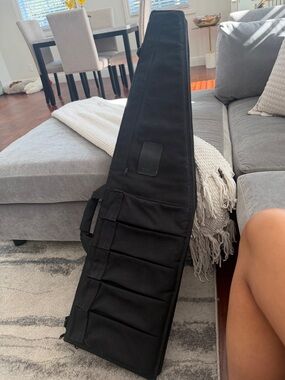 Black Padded Gig Bag for Electric Guitar with Exterior Pockets